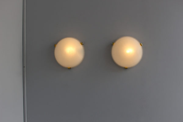 Pair of Fine French Art Deco Flush Mounts or Wall Sconces by Jean Perzel - Image 2