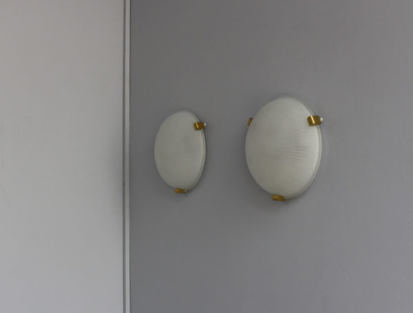 Pair of Fine French Art Deco Flush Mounts or Wall Sconces by Jean Perzel - Image 3