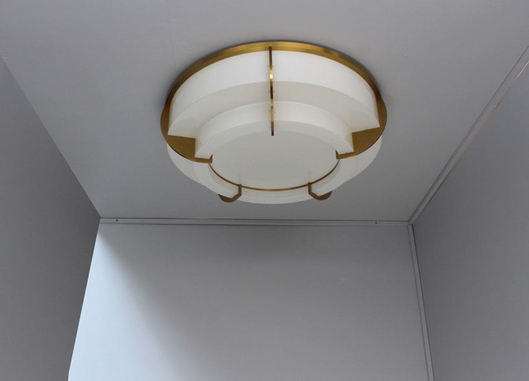 A Large Fine French Art Deco Two-Tiered Round Flush Mount by Jean Perzel - Image 6