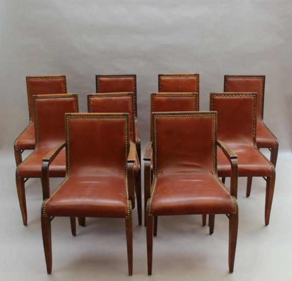 Set of 8 Fine French art Deco Dining Chairs by Albert Guenot for "Pomone" - Image 17