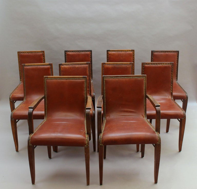 Set of 8 Fine French art Deco Dining Chairs by Albert Guenot for "Pomone" - Image 17