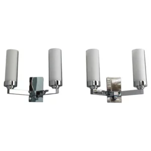 Pair of Fine French 1960s Chrome and Glass Sconces by Perzel