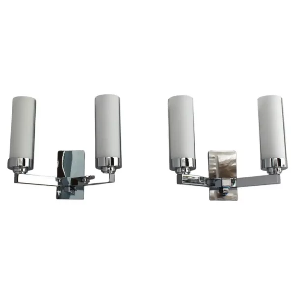 Pair of Fine French 1960s Chrome and Glass Sconces by Perzel