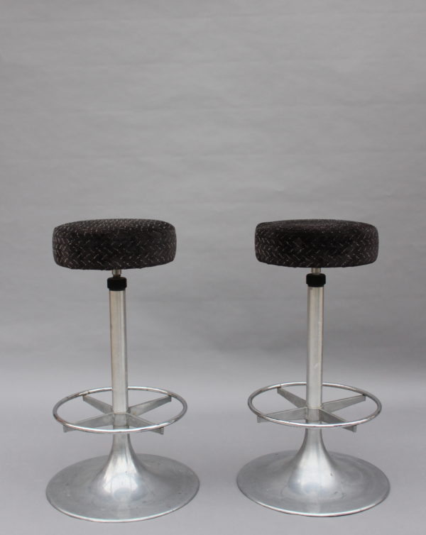 A Pair of 1960's Aluminum Bar Stools - Image 2