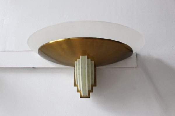 A Pair of Fine French Art Deco Bronze and Hand Cut Glass Sconces by Jean Perzel - Image 10