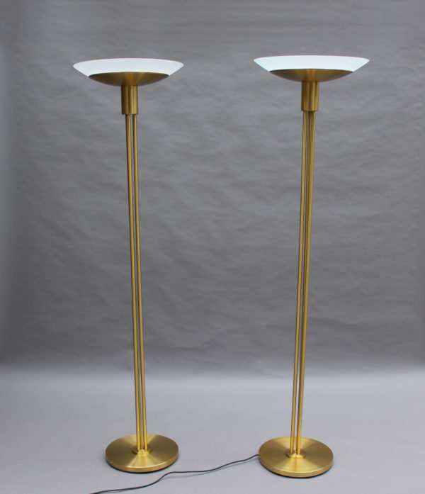 2 Fine French Mid-Century Bronze and Glass Floor Lamps by Perzel - Image 9