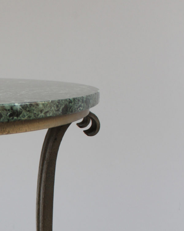 French Art Deco Marble Console with a Hammered wrought Iron Pedestal - Image 11