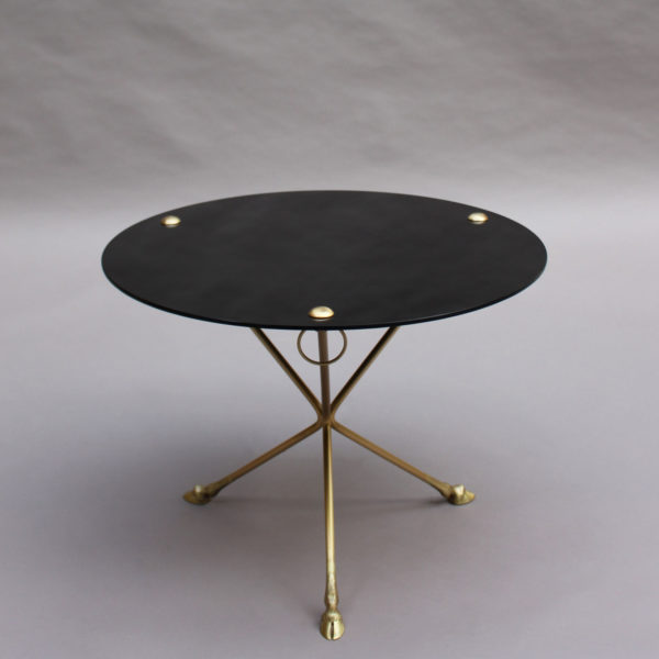 Fine French 1950s Opaline Top Side Table with a Bronze Base - Image 3