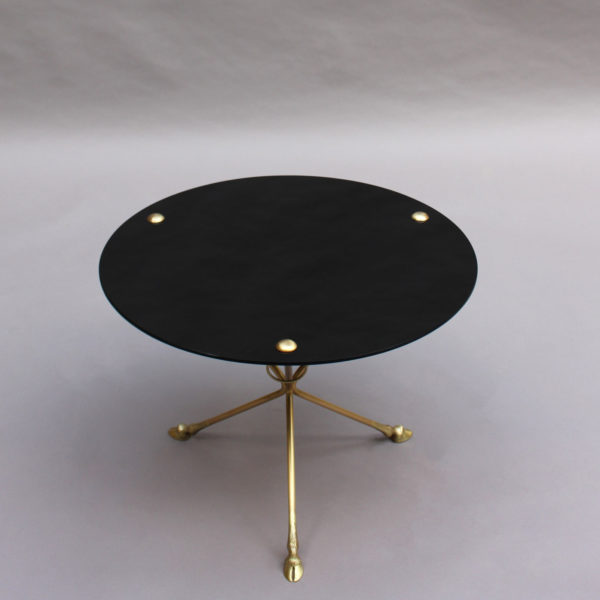 Fine French 1950s Opaline Top Side Table with a Bronze Base - Image 6