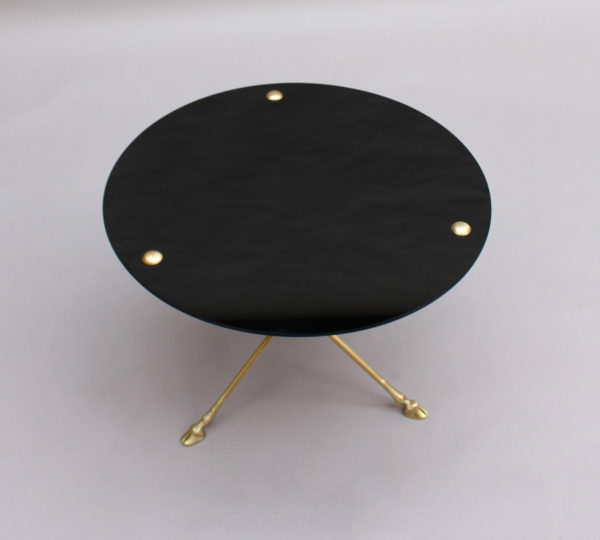 Fine French 1950s Opaline Top Side Table with a Bronze Base - Image 4