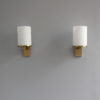 Fine French Art Deco Glass and Bronze Cylindrical Sconces by Jean Perzel