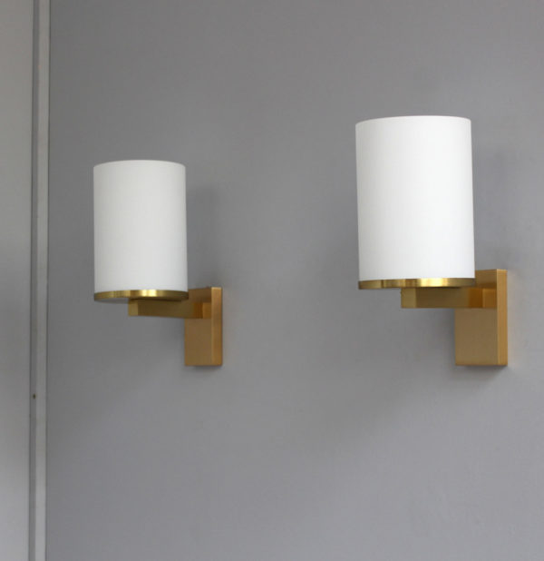 Fine French Art Deco Glass and Bronze Cylindrical Sconces by Jean Perzel - Image 6