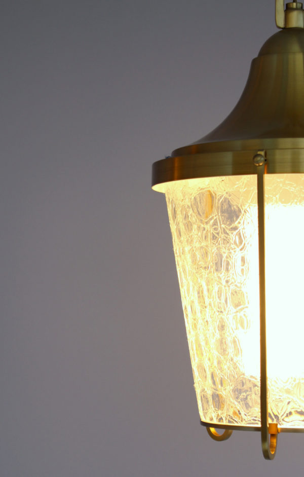 A Pair of Hanging Bronze and "craquelé" glass Lanterns by Jean Perzel - Image 14