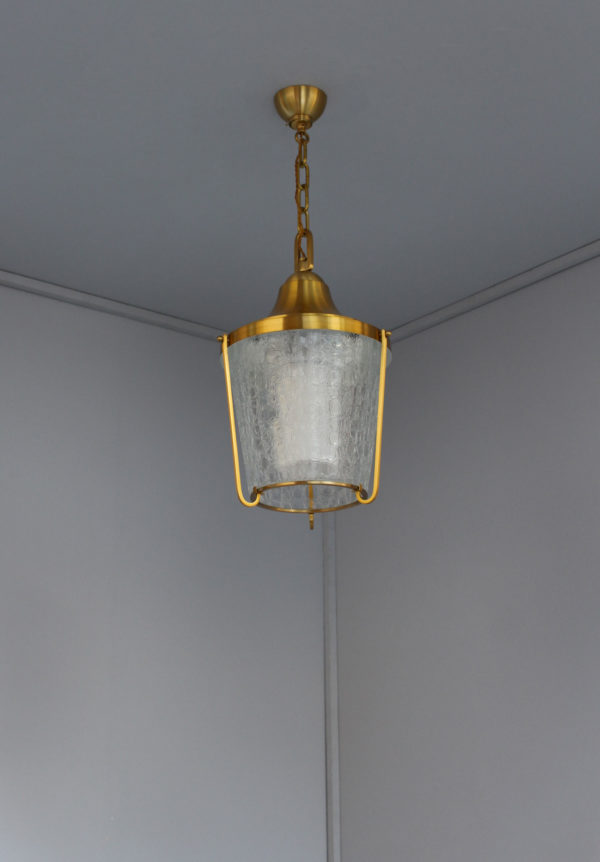 A Pair of Hanging Bronze and "craquelé" glass Lanterns by Jean Perzel - Image 17