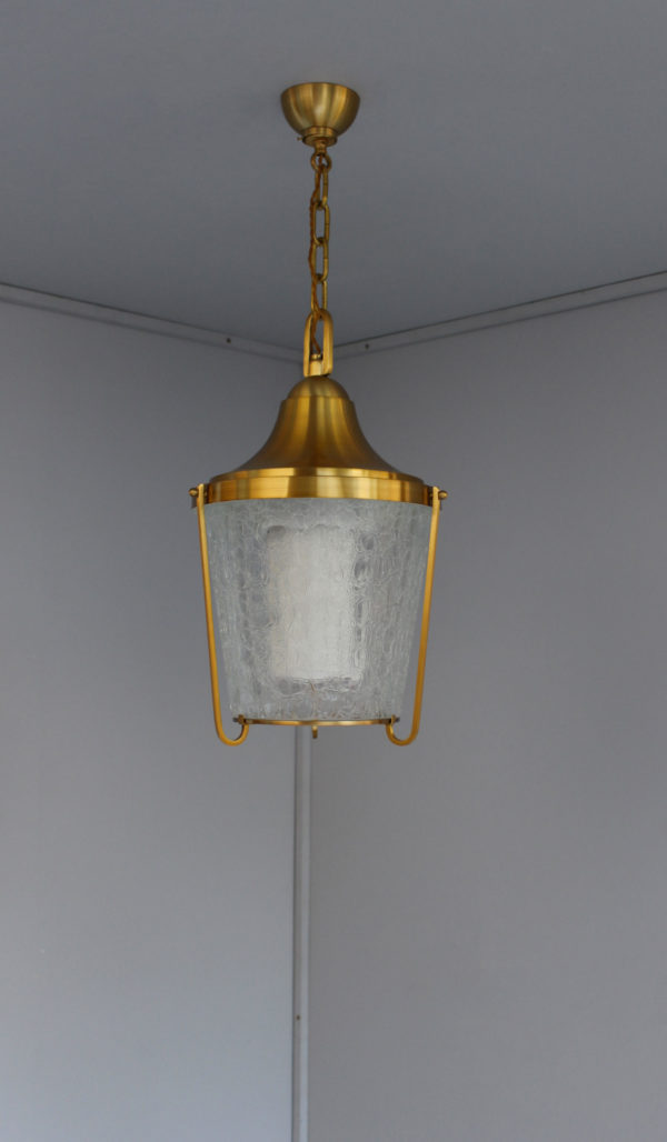 A Pair of Hanging Bronze and "craquelé" glass Lanterns by Jean Perzel - Image 20