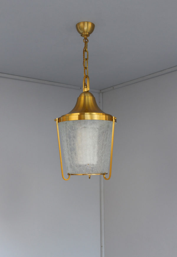 A Pair of Hanging Bronze and "craquelé" glass Lanterns by Jean Perzel - Image 22