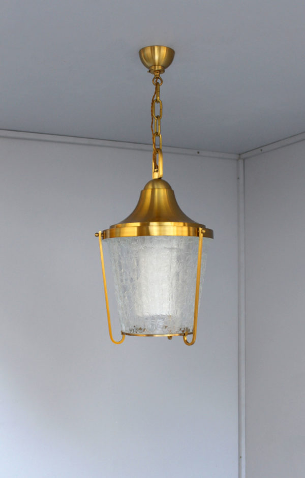 A Pair of Hanging Bronze and "craquelé" glass Lanterns by Jean Perzel - Image 27