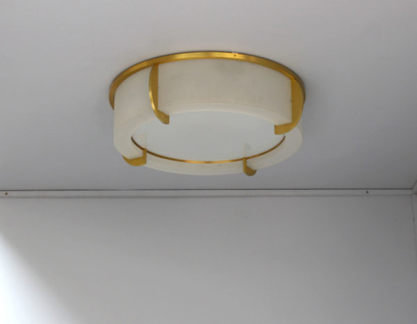 Fine French Art Deco Glass and Bronze Ceiling Light by Jean Perzel - Image 7