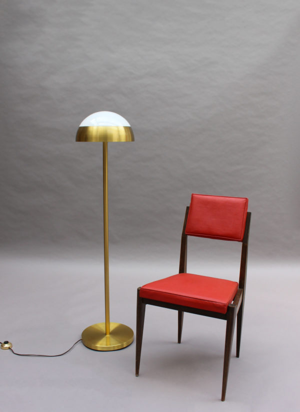 Fine French 1950s Brass and Glass Floor Reading Lamp by Jean Perzel - Image 7