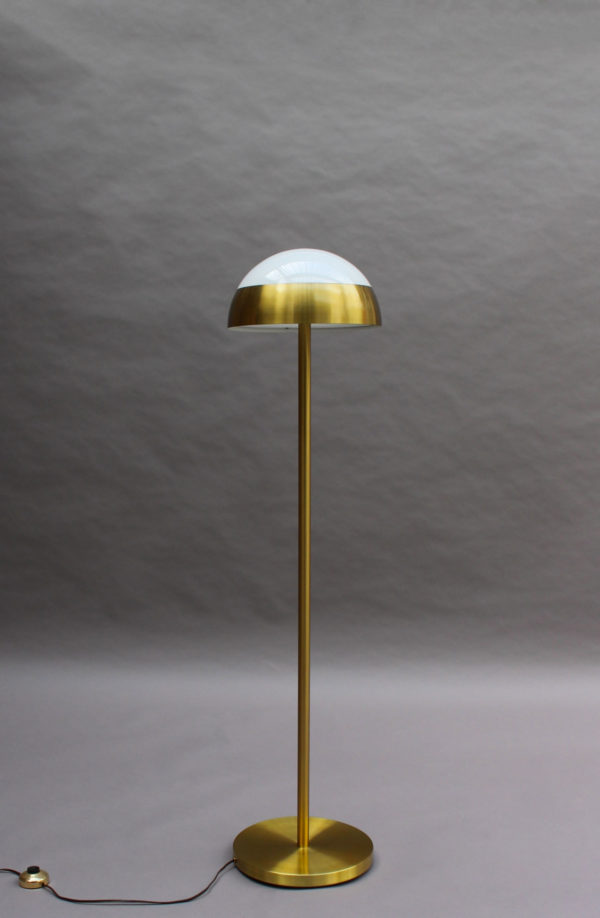 Fine French 1950s Brass and Glass Floor Reading Lamp by Jean Perzel - Image 10