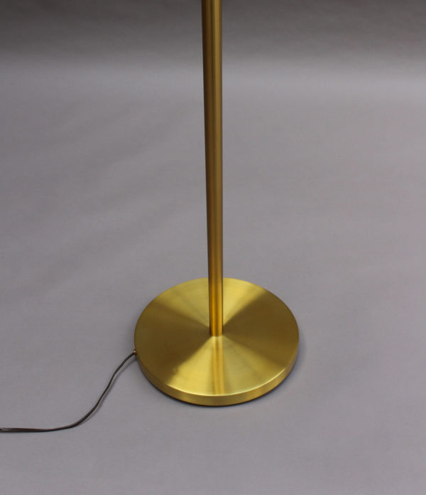 Fine French 1950s Brass and Glass Floor Reading Lamp by Jean Perzel - Image 6