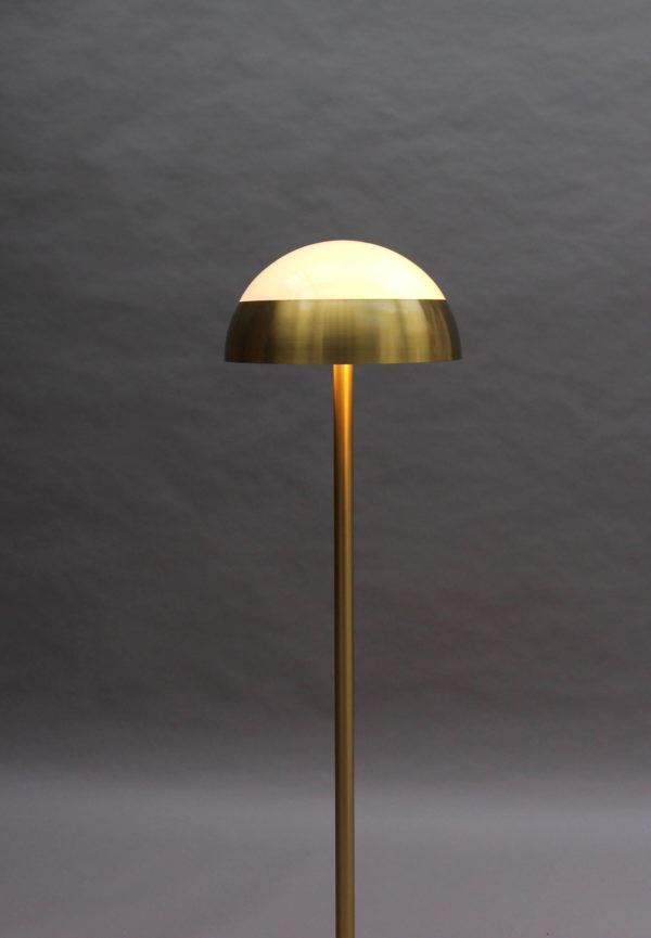 Fine French 1950s Brass and Glass Floor Reading Lamp by Jean Perzel - Image 3