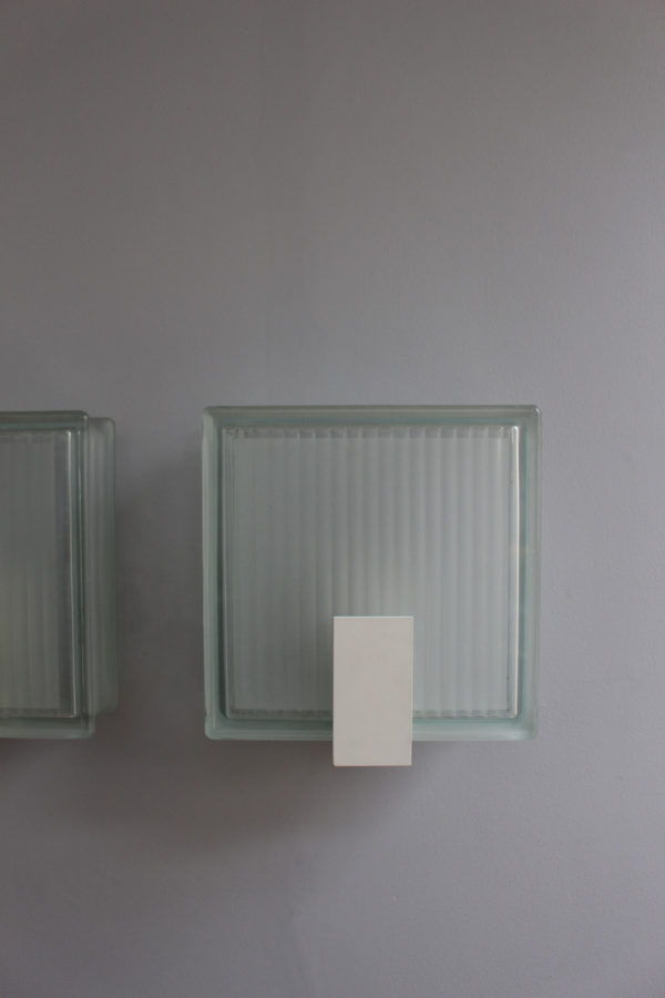 3 Exterior Watertight Glass Slab Sconces by Jean Perzel - Image 5