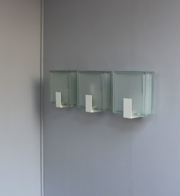 3 Exterior Watertight Glass Slab Sconces by Jean Perzel - Image 3