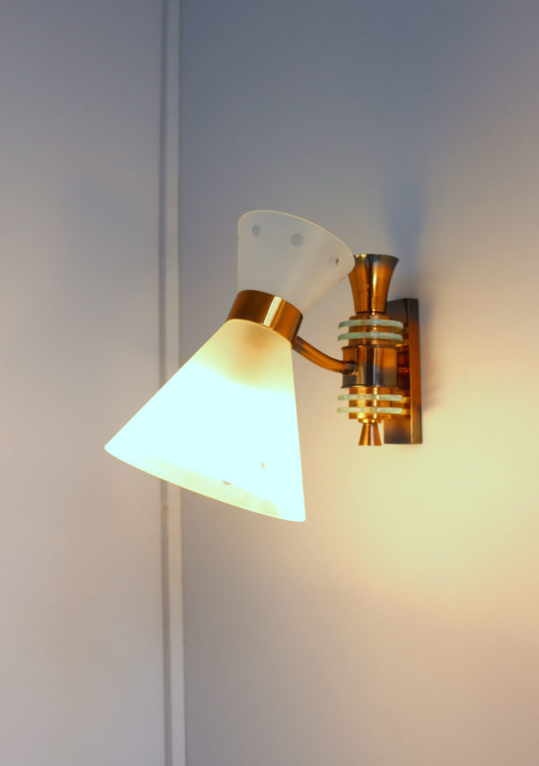 Pair of French 1950s Copper Diabolo Glass Sconces - Image 14