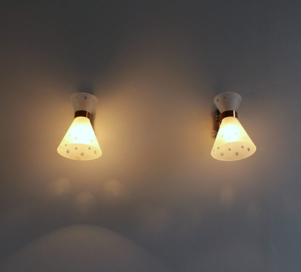 Pair of French 1950s Copper Diabolo Glass Sconces - Image 12