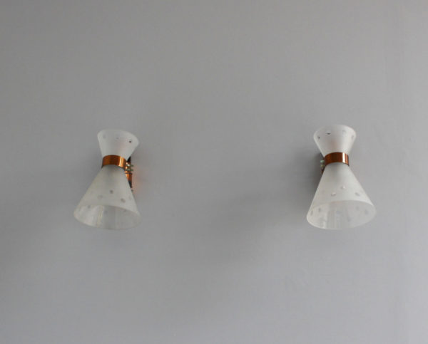 Pair of French 1950s Copper Diabolo Glass Sconces - Image 9