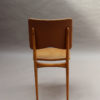 Set of 6 French 1950s Cherry and Leather Chairs by Jean Souvrain