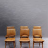 Set of 6 French 1950s Cherry and Leather Chairs by Jean Souvrain