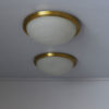 Pair of Fine French Art Deco Round Glass and Brass Flush Mount by Perzel