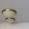 Pair of Fine French Art Deco Round Glass and Brass Flush Mount by Perzel