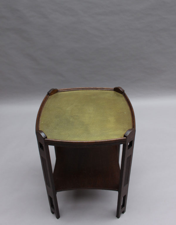 French Art Nouveau Wood and Brass Gueridon - Image 4