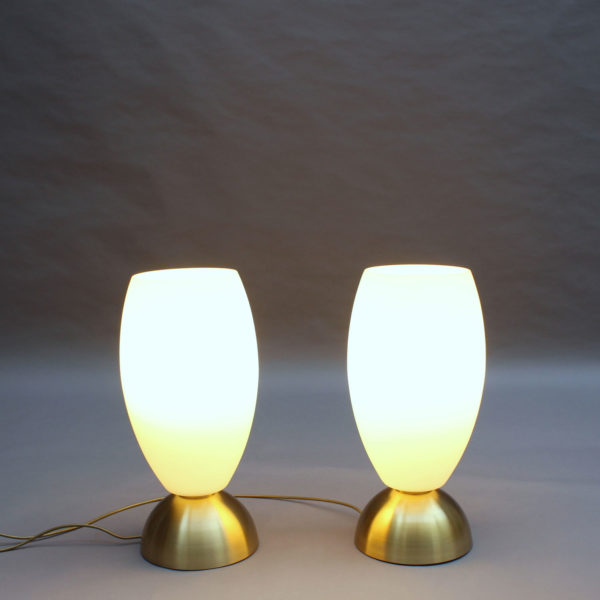 Pair of Fine French Art Deco Brass and Glass Table Lamps by Perzel - Image 3