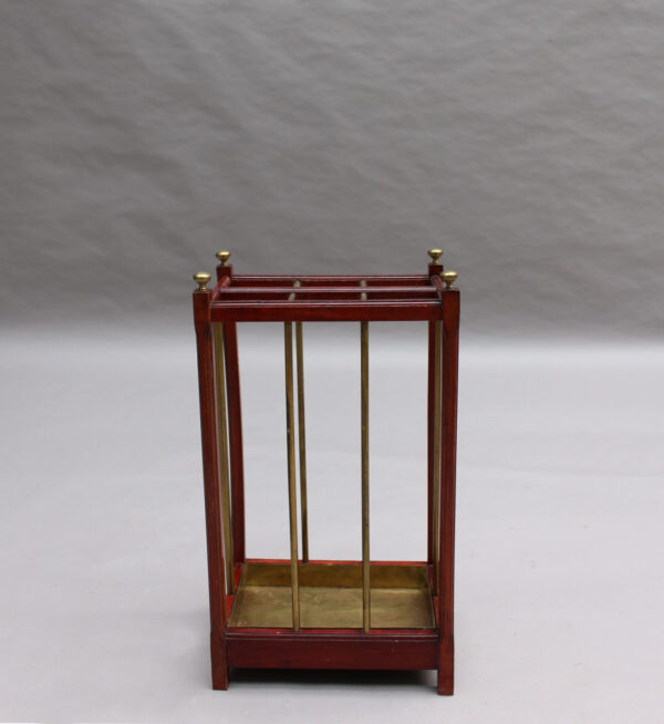 Fine French 1900s Brass and Wood Umbrella Stand - Image 2