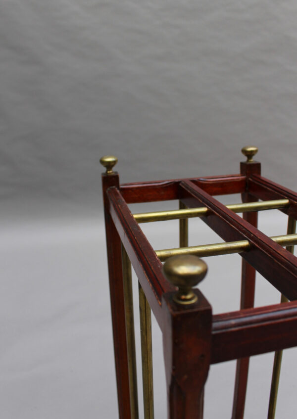 Fine French 1900s Brass and Wood Umbrella Stand - Image 11