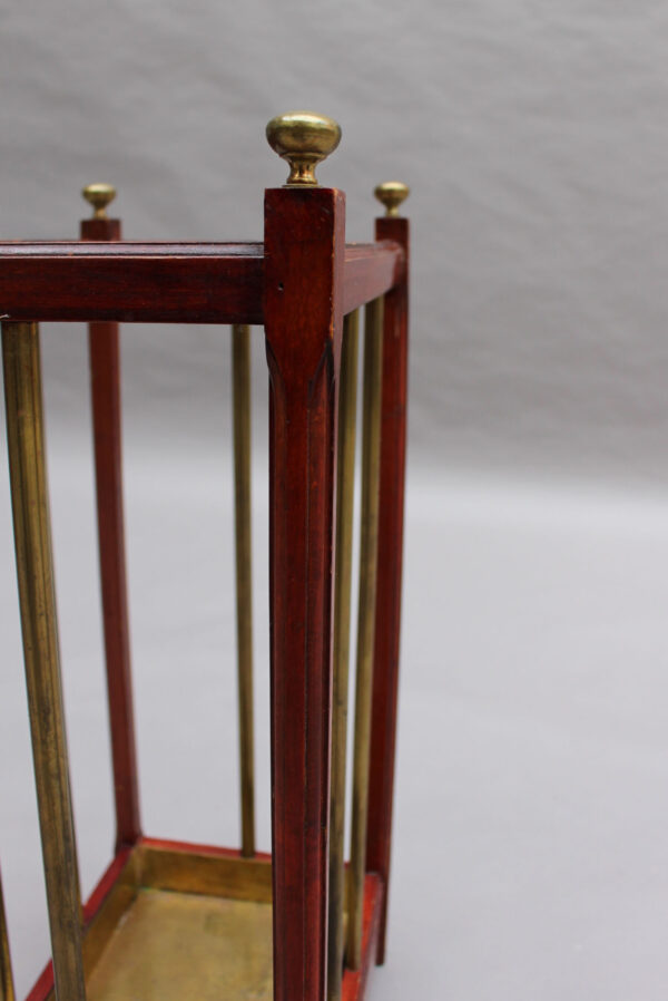 Fine French 1900s Brass and Wood Umbrella Stand - Image 10