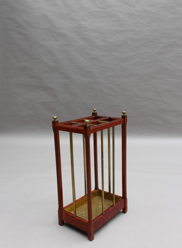 Fine French 1900s Brass and Wood Umbrella Stand - Image 3