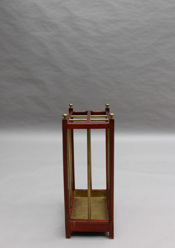 Fine French 1900s Brass and Wood Umbrella Stand - Image 4