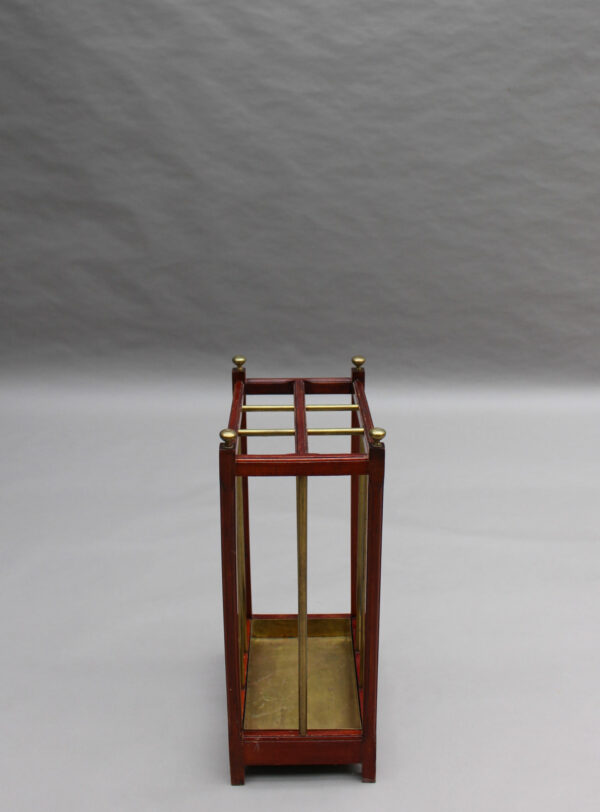 Fine French 1900s Brass and Wood Umbrella Stand - Image 5