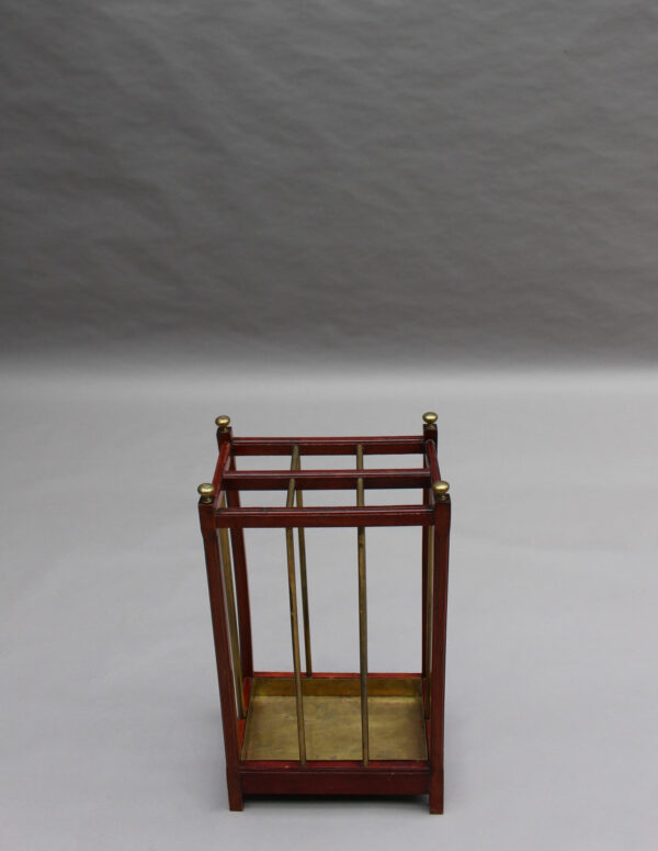 Fine French 1900s Brass and Wood Umbrella Stand - Image 7