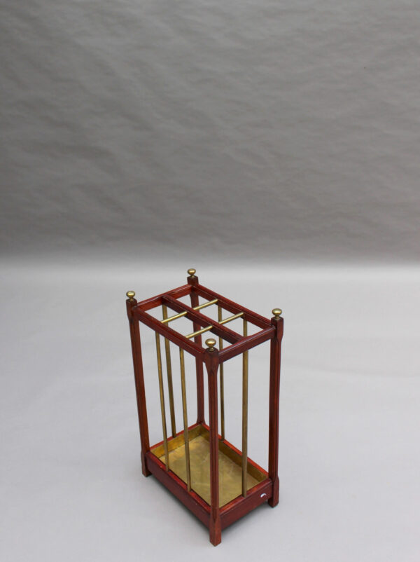 Fine French 1900s Brass and Wood Umbrella Stand - Image 6