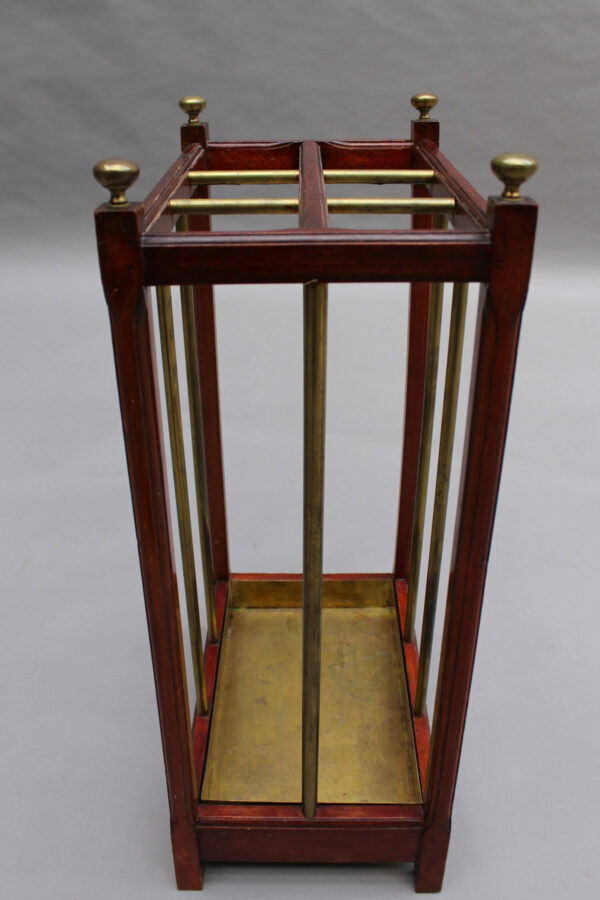 Fine French 1900s Brass and Wood Umbrella Stand - Image 8