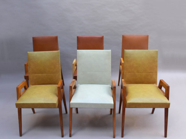 Set of Six Fine 1950s Oak Dining Chairs by Atelier Saint-Sabin - Image 2