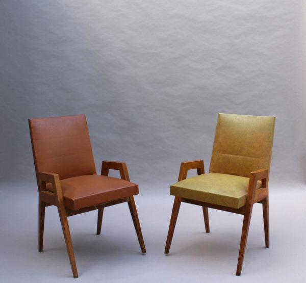 Set of Six Fine 1950s Oak Dining Chairs by Atelier Saint-Sabin - Image 3