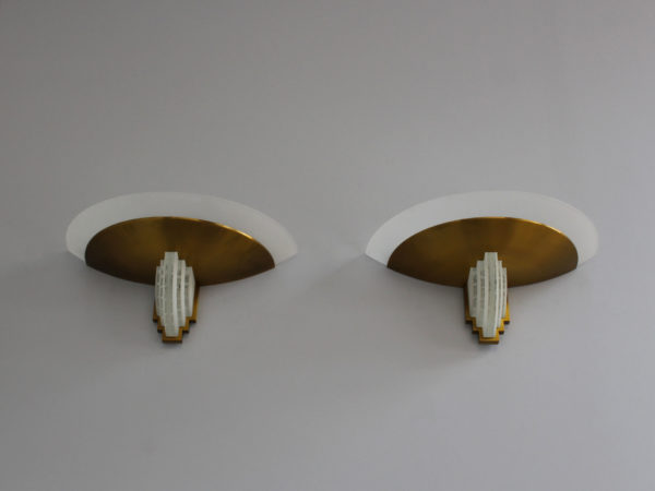 Pair of Fine French Art Deco Bronze and Cut Glass Sconces by Perzel - Image 15