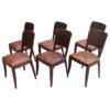 Set of 6 French Art Deco Palissander and Stained Wood Dining Chairs